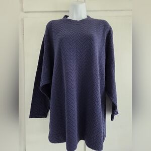 Navy Blue Textured Knit Sweater